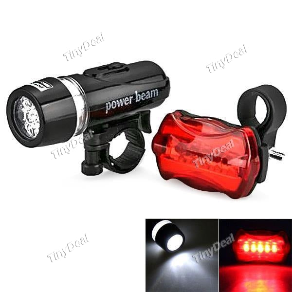 1/2 pcs Waterproof 5-LED Bike Bicycle Headlight Torch with Safety Light Rear Tail Warning Lamp