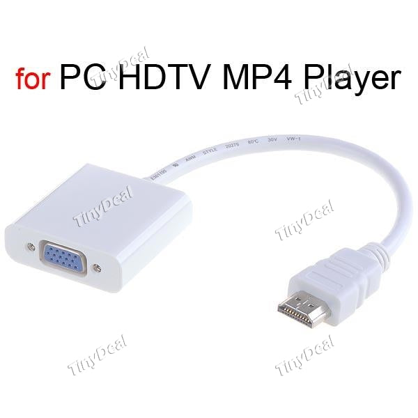 HDMI Male to VGA Female Adapter Cable for PC HDTV MP4 Player - White