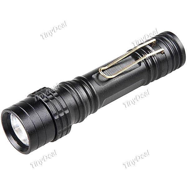 3W 1 AA Battery Powered Aluminum Mini Super Bright LED Flashlight Torch with Clip & Bottom Button HUI-8585